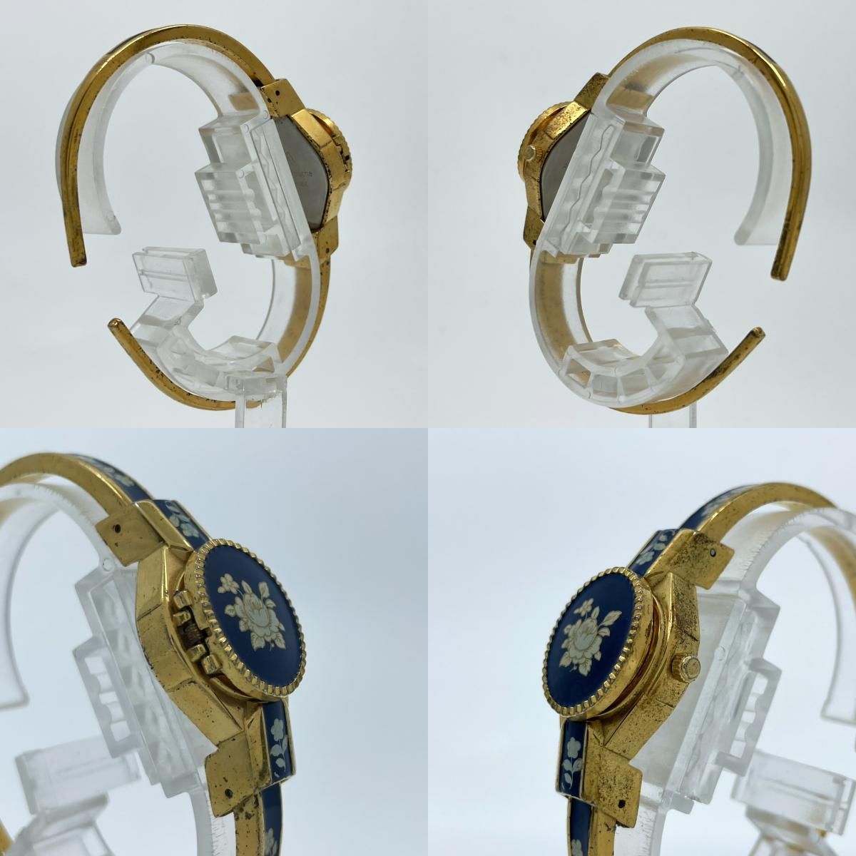 希少 アンドレムッシュ　ゴールド　花柄　ラインストーン　バングルウォッチ 美品／稼働品】アンドレムッシュ 腕時計 レディース バングル