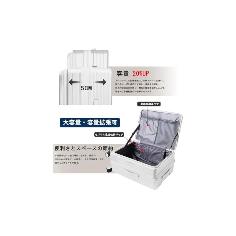 Vivcon] スーツケース キャリーケース 多機能 片開き 拡張機能