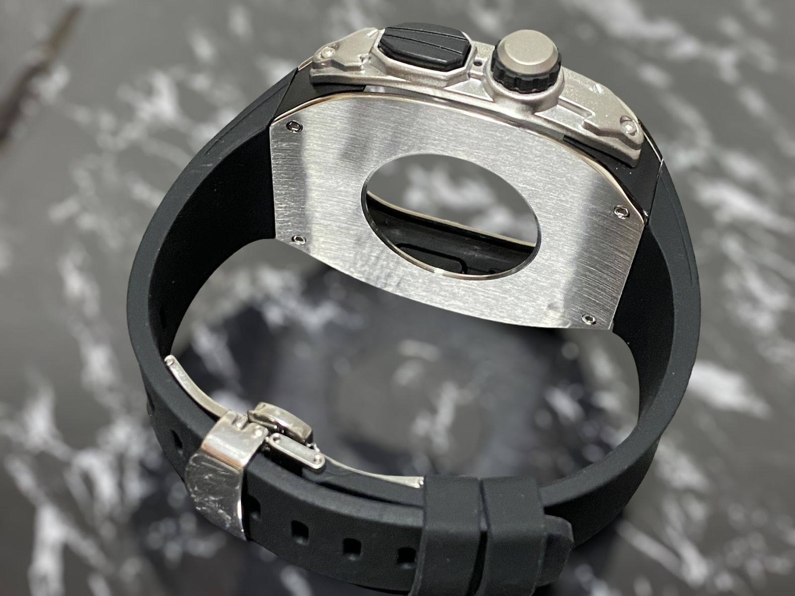 銀黒49mm apple watch ultra アップルウォッチラバーメタル 銀黒49mm apple watch ultra アップルウォッチラバーメタル