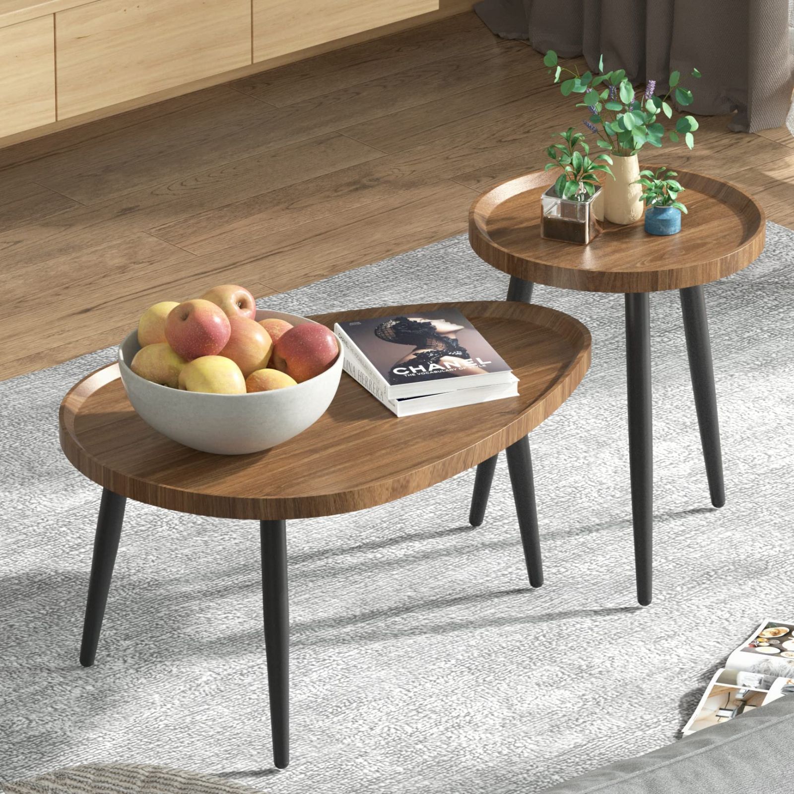 ☆ネストテーブル サイドテーブル おしゃれ 2個セット 木製 ネスト