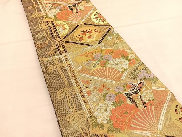 正絹　九百錦加賀花車文　織出し袋帯　432cm 正絹九百錦加賀花車文織出し袋帯432cm
