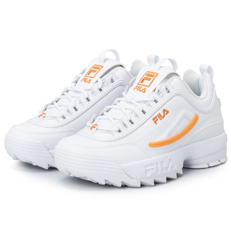 在庫限り outlet / 処分特価品 USS24063135 DISRUPTOR II PREMIUM(ディスラプター2プレミアム) White/Tangerine/White【FILA フィラ メンズ レディース ユニセックス スニーカー 厚底】