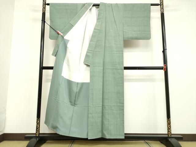 平和屋着物○本場結城紬 重要無形文化財 千草色 正絹 逸品 DAAV8538tw  