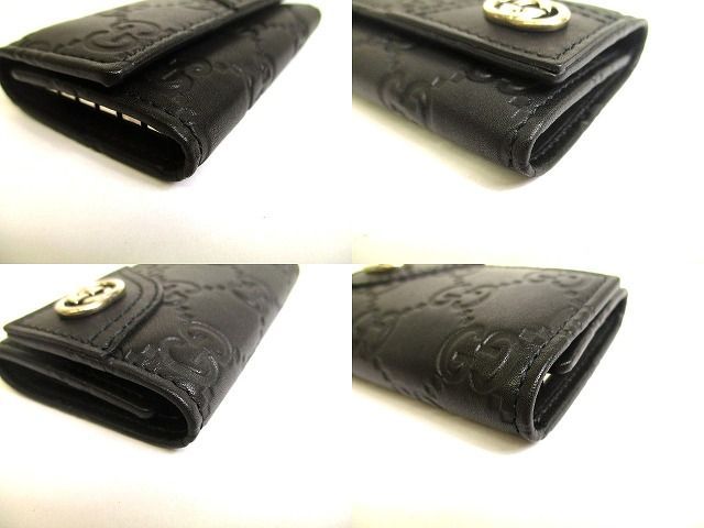 グッチ GUCCI GG シマ レザー インターロッキングG 6連 キーケース