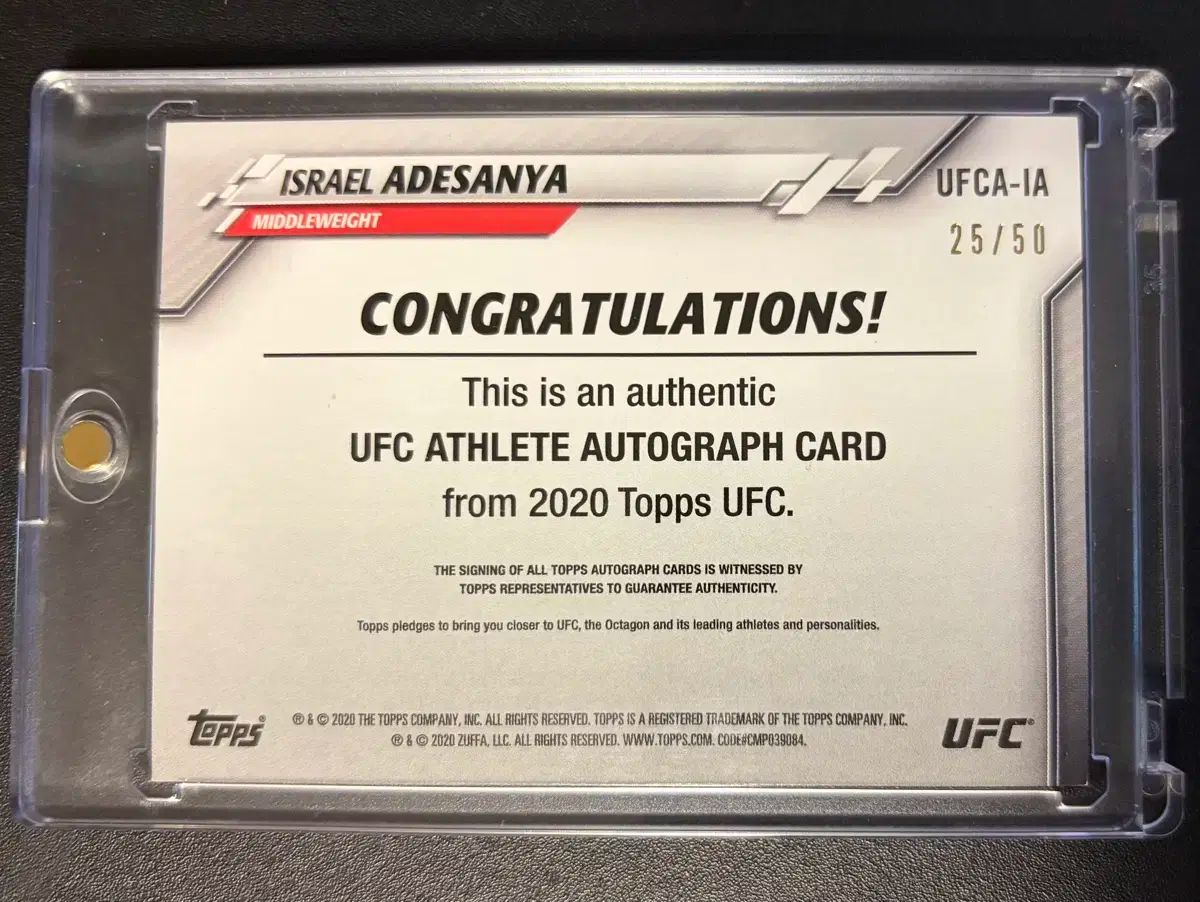 2020Topps UFCイスラエル アデサンヤ サイン カード 50