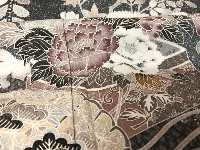 平和屋着物○訪問着 友禅 辻が花 花文箱文 暈し染め たたき染め 銀彩