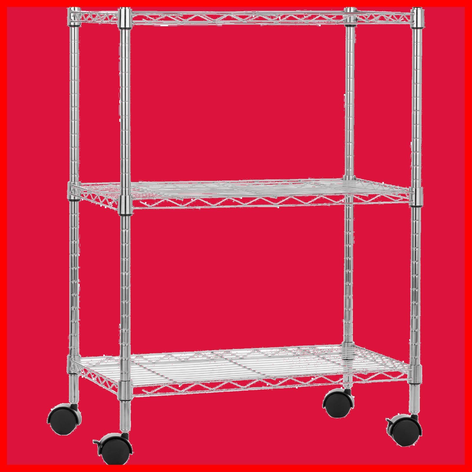 メタルラック 3段（横幅（cm）40 【在庫処分】ベーシック 3段スチールラック 棚 メタルラック キッチンラック キャスター付き 耐荷重68kg 幅58.9×奥行34×高さ83cm ブラック ～ 49.9）の通販