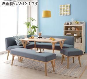 ダイニングセット（テーブルu0026ソファ ベンチ スツール） 北欧デザインリビングダイニングセット 6人 5点セット(テーブル+ソファ1脚+アームソファ1脚+ベンチ1脚+スツール1脚) 左アーム W140