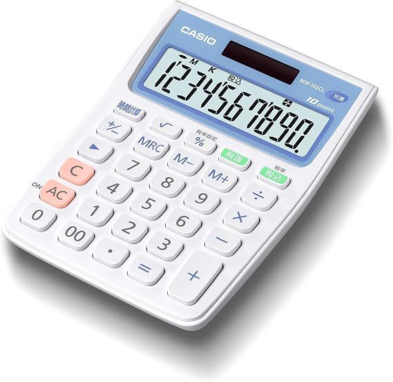 カシオ 抗菌電卓 ミニジャストタイプ 10桁 MW-102CL-N