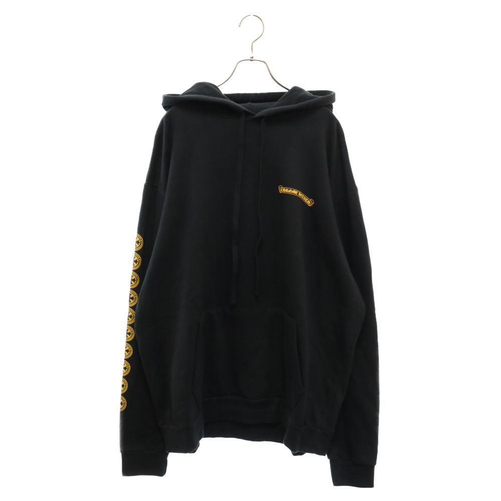 CHROME HEARTS (クロムハーツ) Yellow CH Plus Hoodie イエローCHプラス バックプリント フーディ プルオーバーパーカー ブラック/イエロー