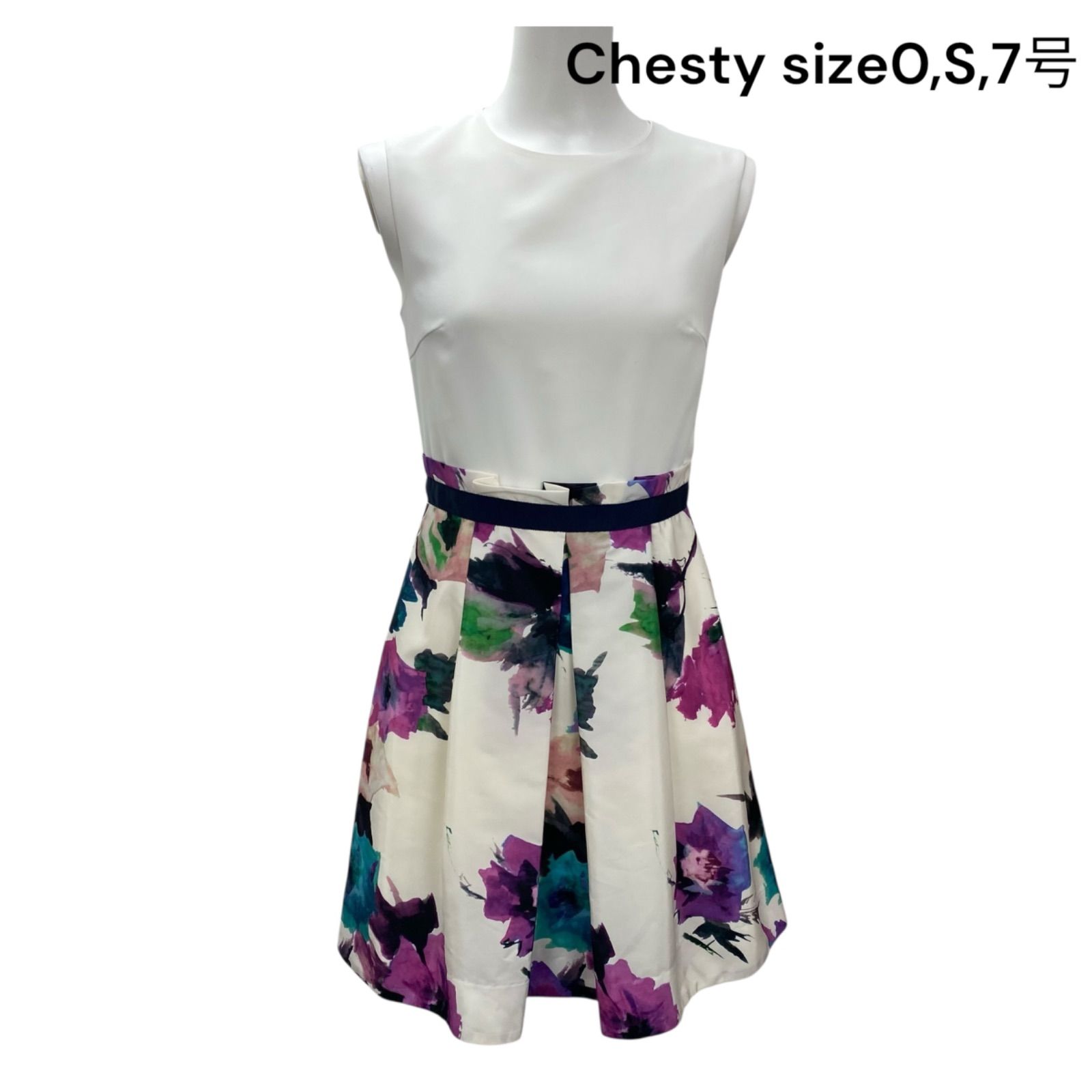 ◇Chesty チェスティ 花柄 フレア ワンピース サイズ0 ピンク 美品◇Chesty チェスティ 花柄 フレア ワンピース サイズ0 ピンク