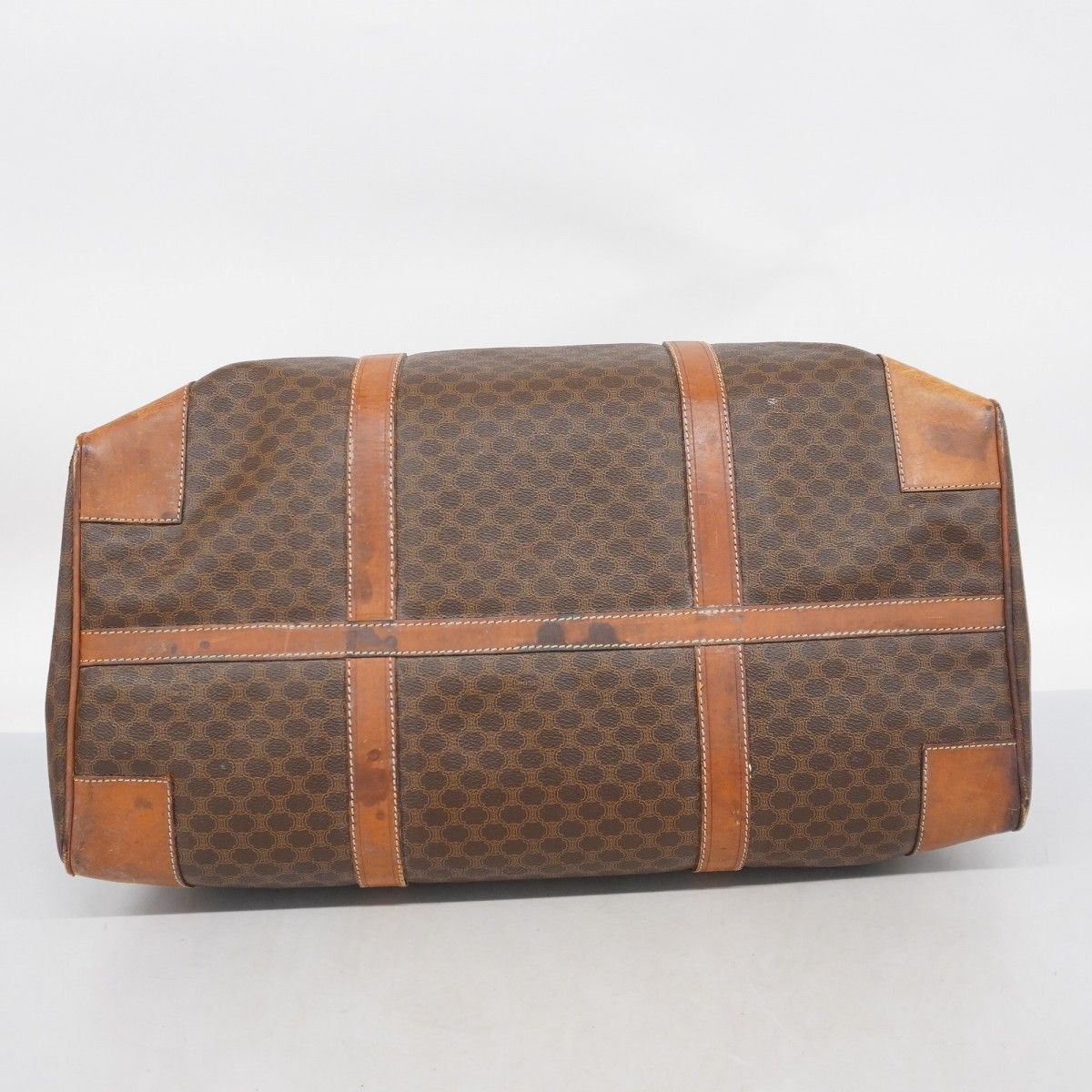 CELINE】ボストンバッグ マカダム柄 ゴールド金具 PVC ブラウン