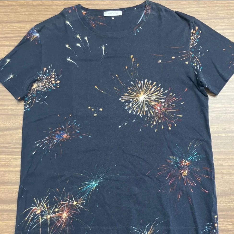 (i)VALENTINO ヴァレンティノ花火模様 メンズ Tシャツ M 半袖 コットン100％ スタッズ