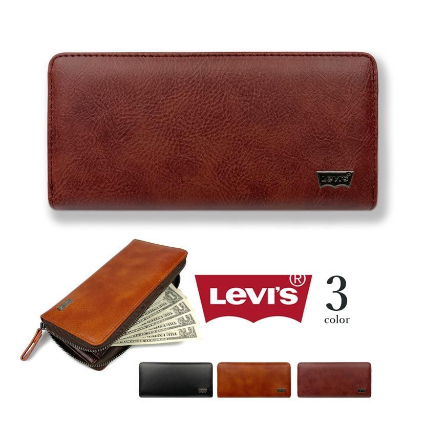 リーバイス Levi's 財布 長財布 メンズ ラウンドファスナー PUレザー