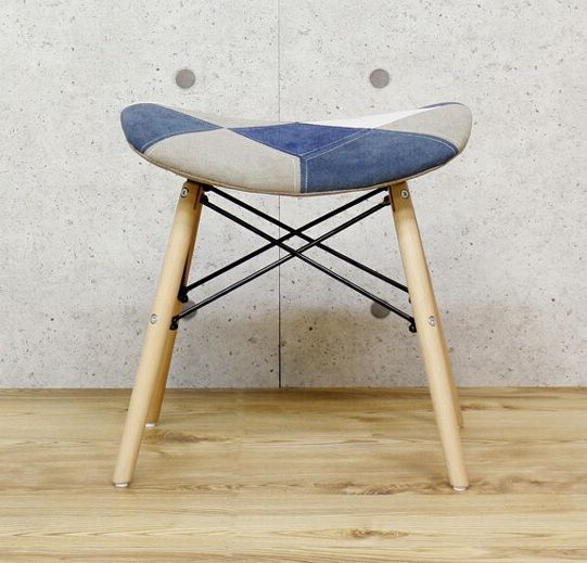 パッチワーク ファブリック スツール ブルー ダイニング イス おしゃれ