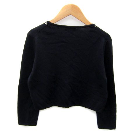 ★Aveniretoileネックビジューニットボレロカーディガン　【紺】①