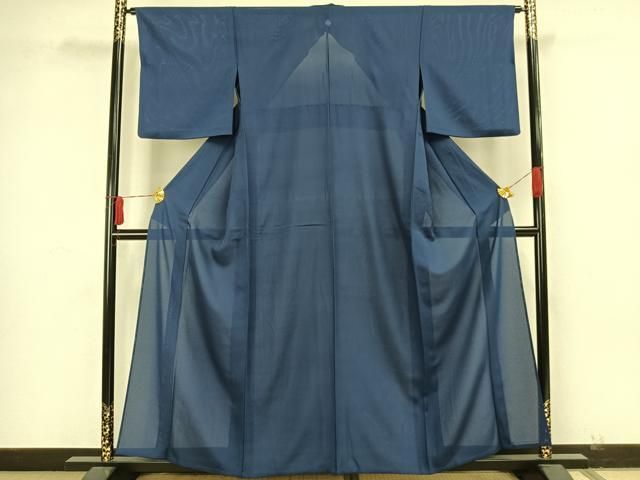 平和屋着物＊夏物 色無地 絽 青藍色 正絹 逸品 AAAW7995fy