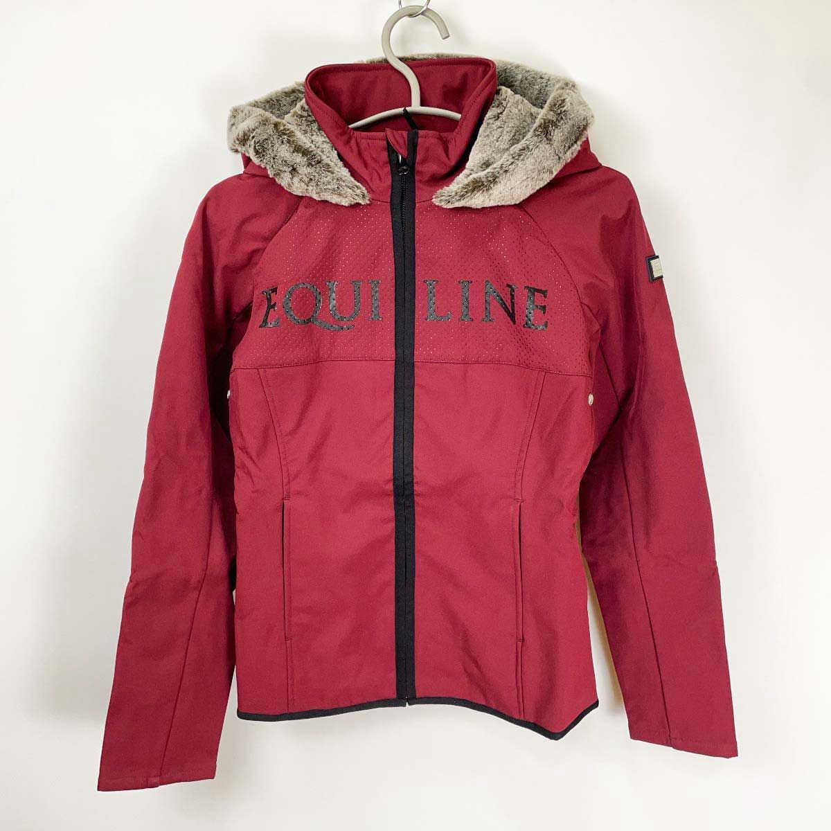 エクイライン EQUILINE Elly マルーン ソフトシェル 防水ジャケット ファーフード付き S ガーネット R09690 レディース 乗馬 馬術