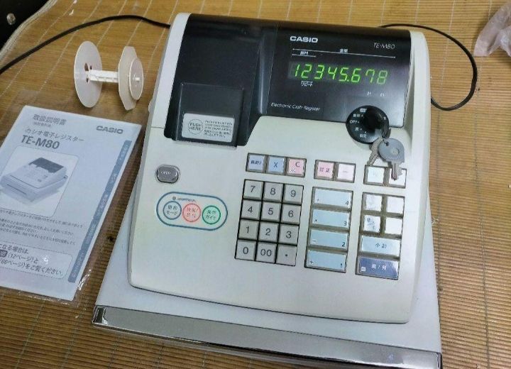 カシオレジスター　TE-M80　中古品　人気機種感熱紙　送料無料　8080789 カシオレジスター TE-M80 中古品 人気機種感熱紙 送料無料