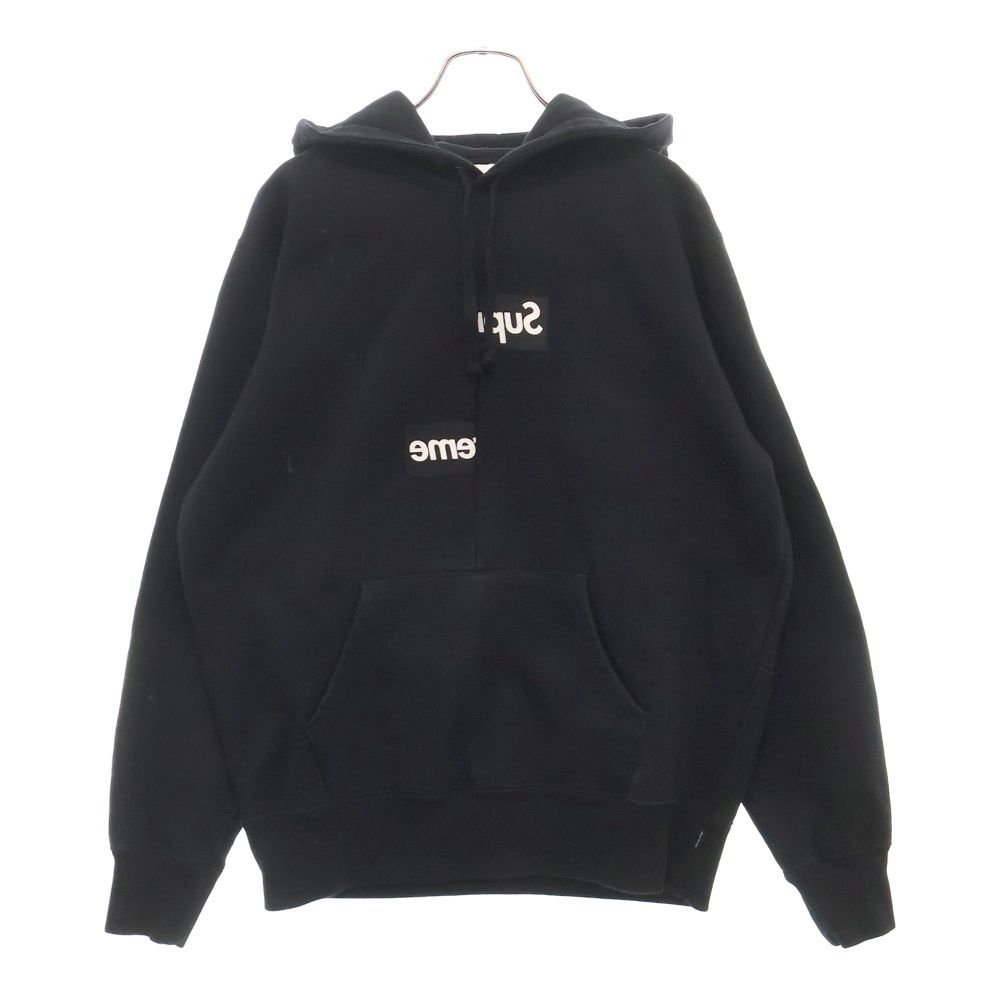 SUPREME シュプリーム 18AW COMME des GARCONS SHIRT Split Box Logo Hooded Sweatshirt コムデギャルソンシャツ スプリット ボックスロゴプリントスウェットプルオーバーパーカー