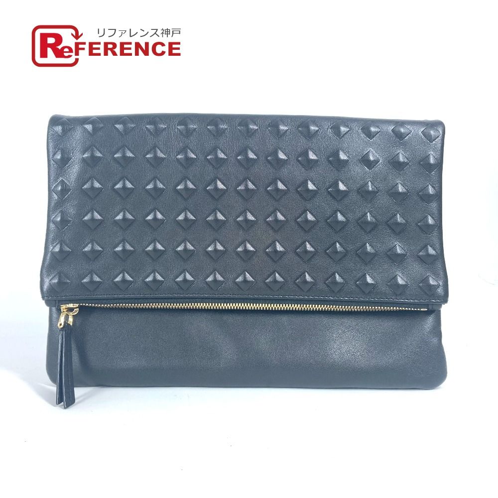 MCM エムシーエム クラッチバッグ ロゴ レザー ブラック