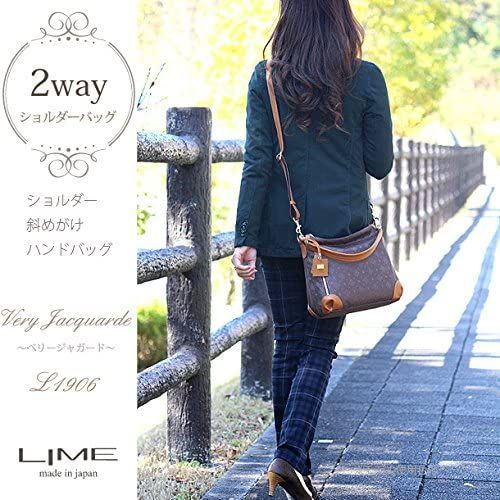 ショルダーバッグ 本革 軽量 撥水 2way lime 1906 チョコ レザー