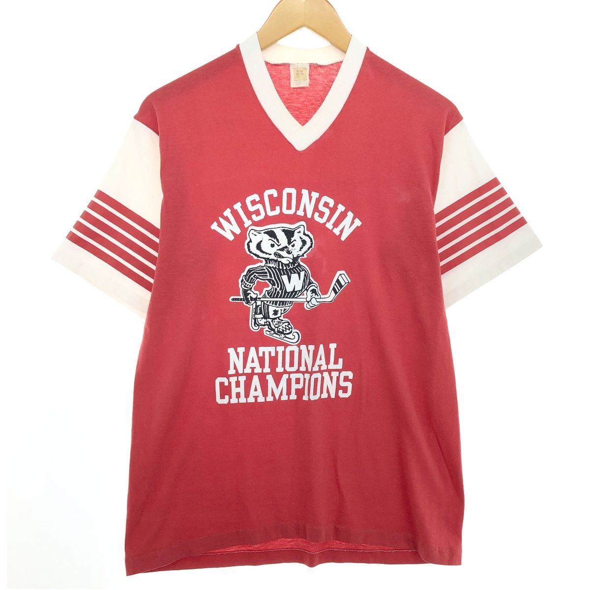 古着 80年代 WISCONSIN ウィスコンシン大学 Vネック カレッジTシャツ USA製 メンズL相当 ヴィンテージ/eaa469834 -  メルカリ