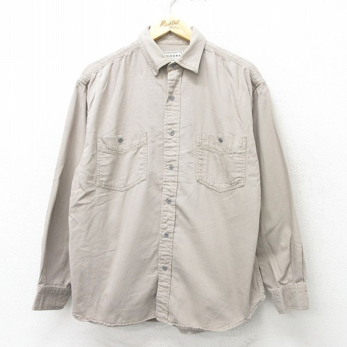 L/古着 アリゾナジーンズ 長袖 シャツ メンズ 00s コットン ベージュ カーキ 24feb19 中古 トップス