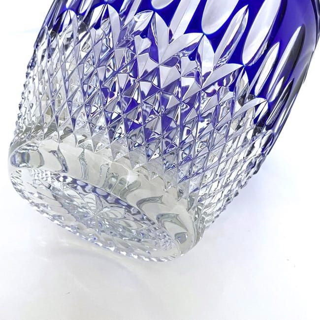 エルベクリスタル花瓶　ブルークリア エルベ クリスタル 花瓶 ブルー クリア 美品 クリスタルガラス