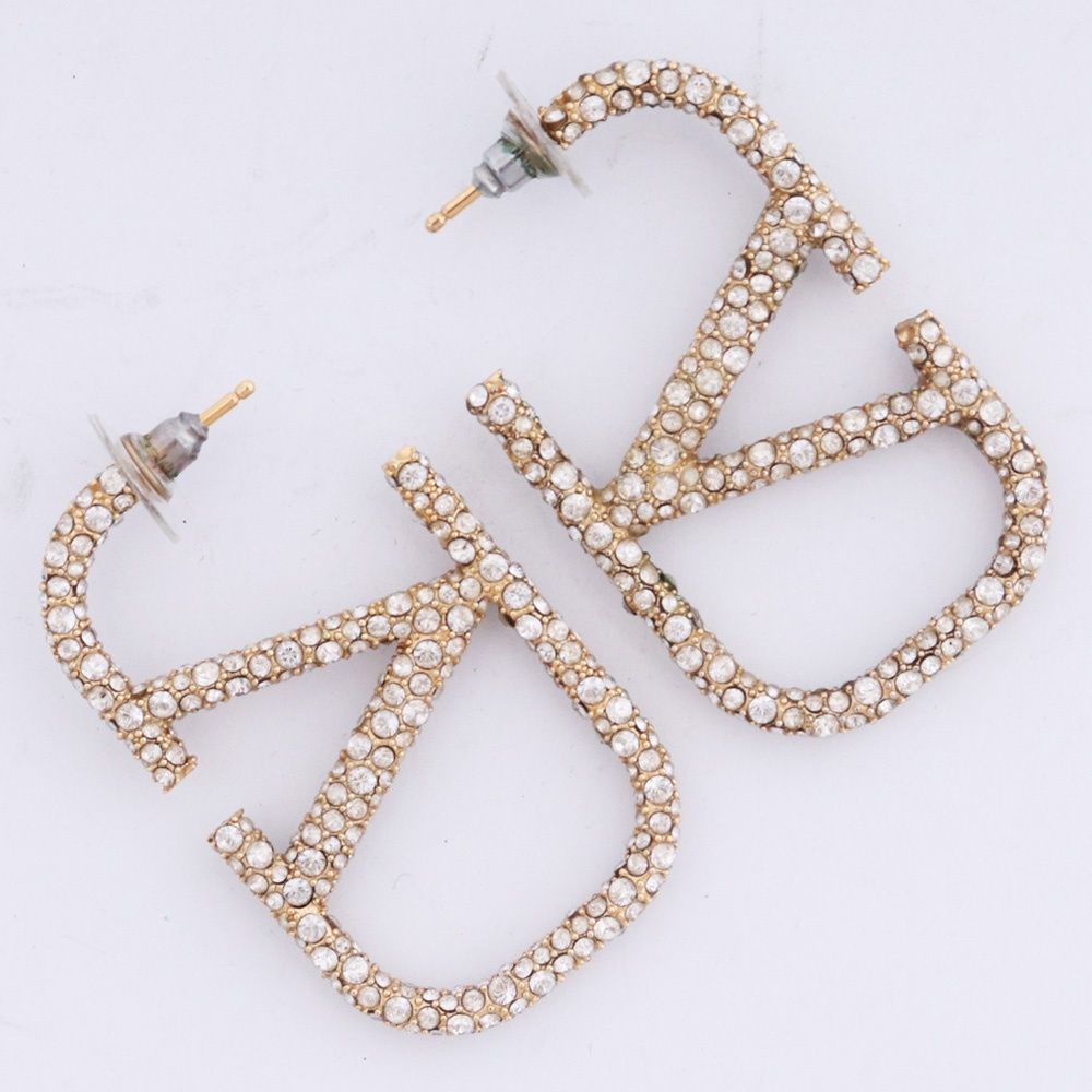 VALENTINO Vロゴ シグネチャー スワロフスキー クリスタル ピアス ゴールド ZW2J0G04YCW