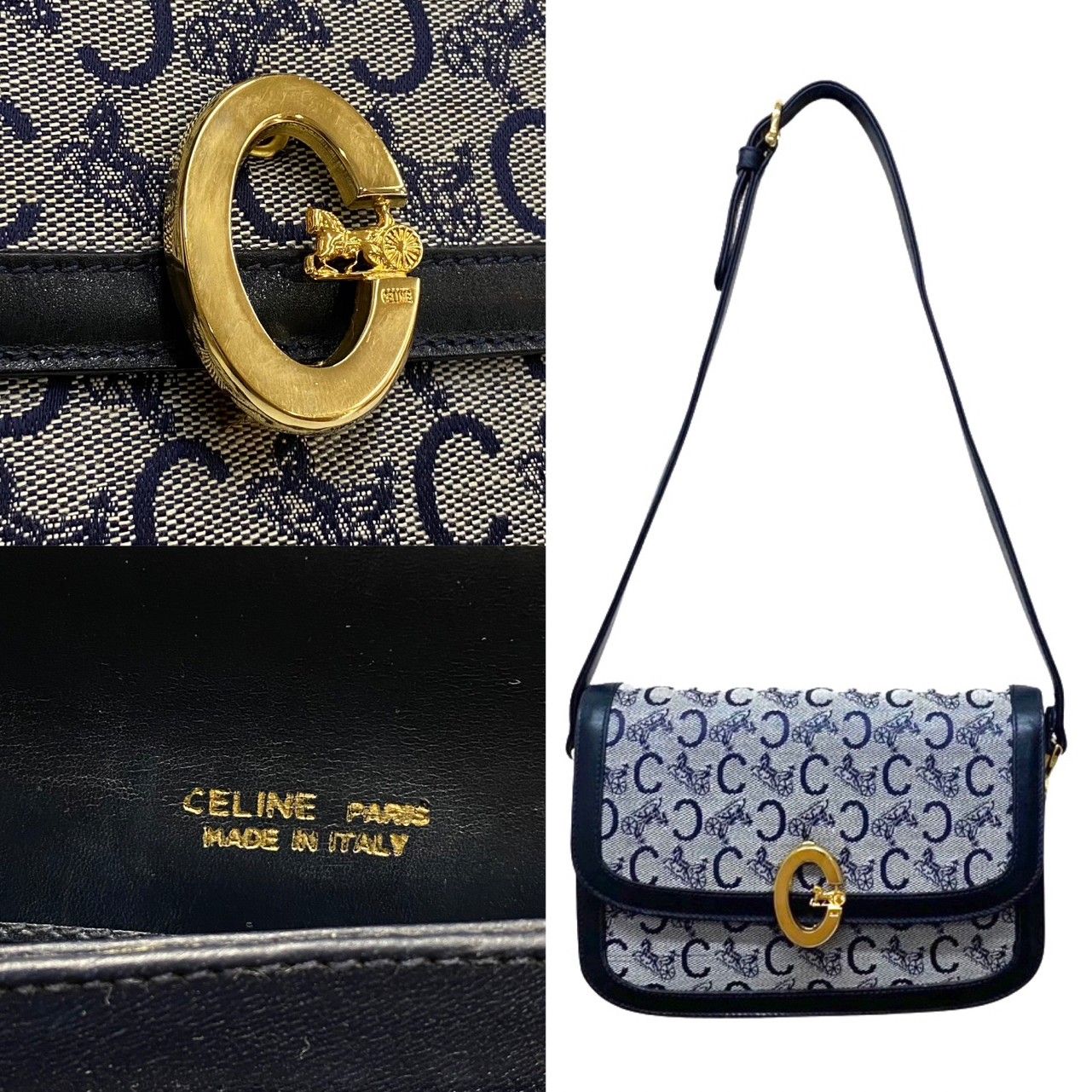 極 美品 CELINE セリーヌ ヴィンテージ 馬車金具 Cサルキー Cマカダム