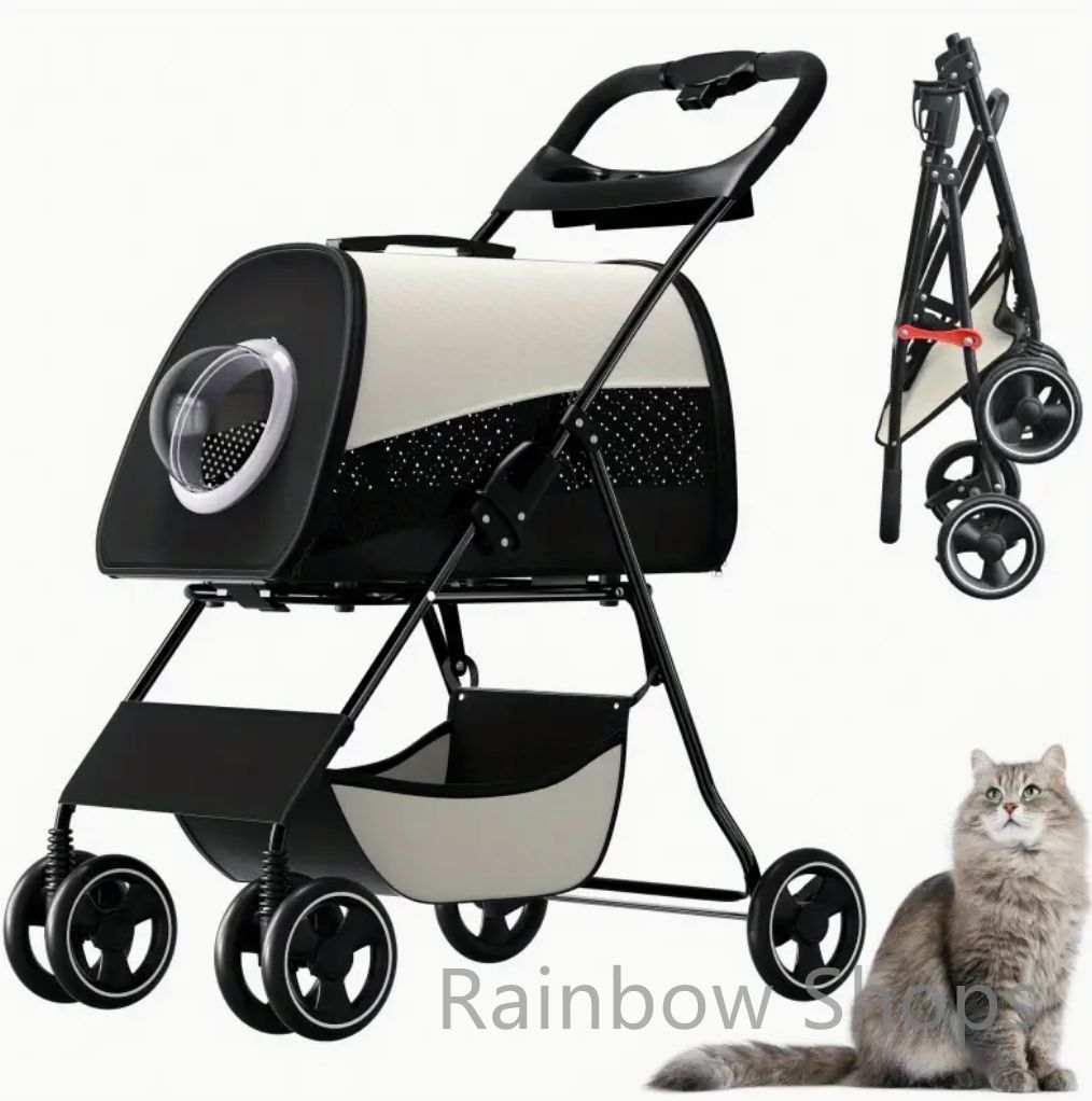 オフホワイト ペットカート 分離式 ペットバギー ストッパー付き 取り外し ペットキャリー 手持ちバッグ 窓付き 通気性 耐久性 軽量 脱走防止 折りたたみ コンパクト 犬 猫 犬用 猫用 小型