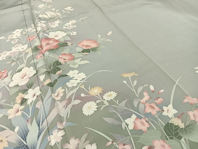 正絹訪問着　ベイズリー　暈し染め　黒地 正絹訪問着 ベイズリー 暈し染め 黒地