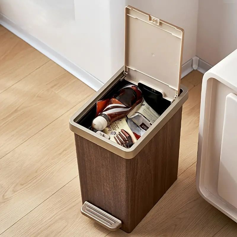 スタンド ダストボックス ブラウン ゴミ箱 スイング式 木製 ウッド 45L