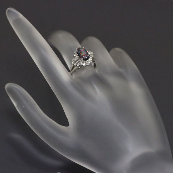 三越 Pt900 ブラック オパール ダイヤモンド リング 1.06ct D0