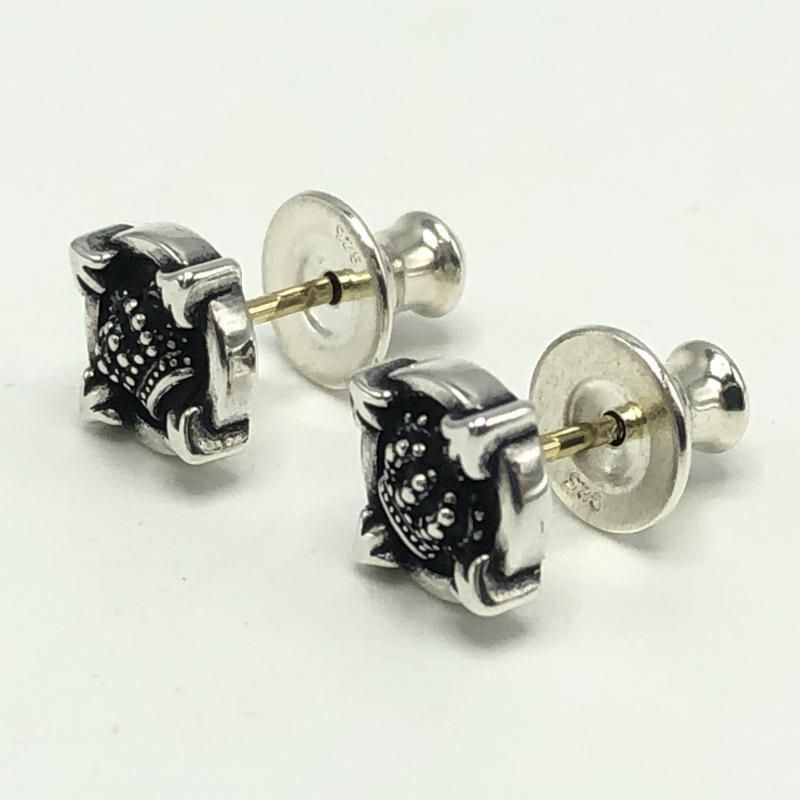 JUSTIN DAVIS CROWN STUD ピアス SEJ360 ブラック シルバー