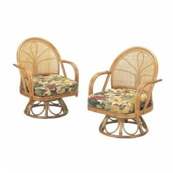 今枝商店 Romantic Rattan 籐回転座椅子2脚組 ハイタイプ S34