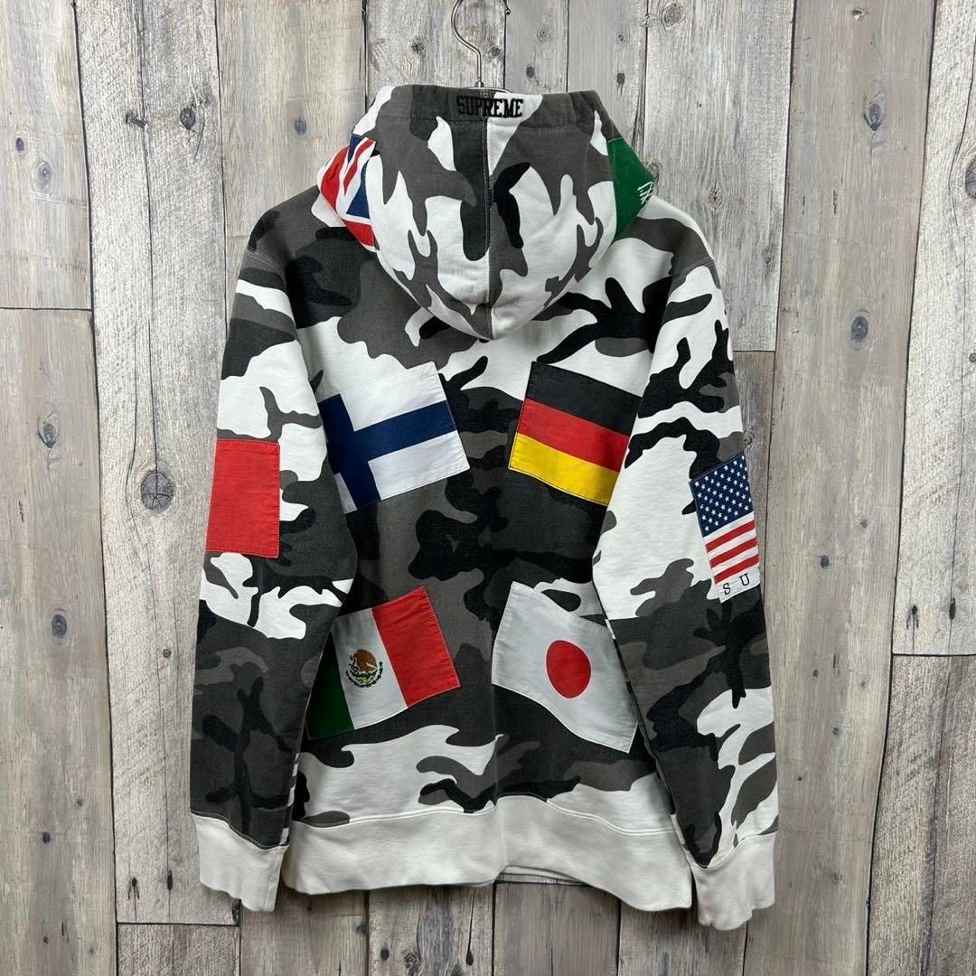 SUPREME シュプリーム カナダ製 13AW 国旗 スウェット パーカー M