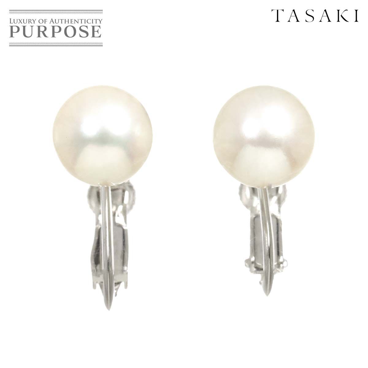 タサキ TASAKI アコヤ真珠 8.0mm イヤリング K18 WG ホワイトゴールド 750 パール 田崎真珠 Earrings Clip on 90289774