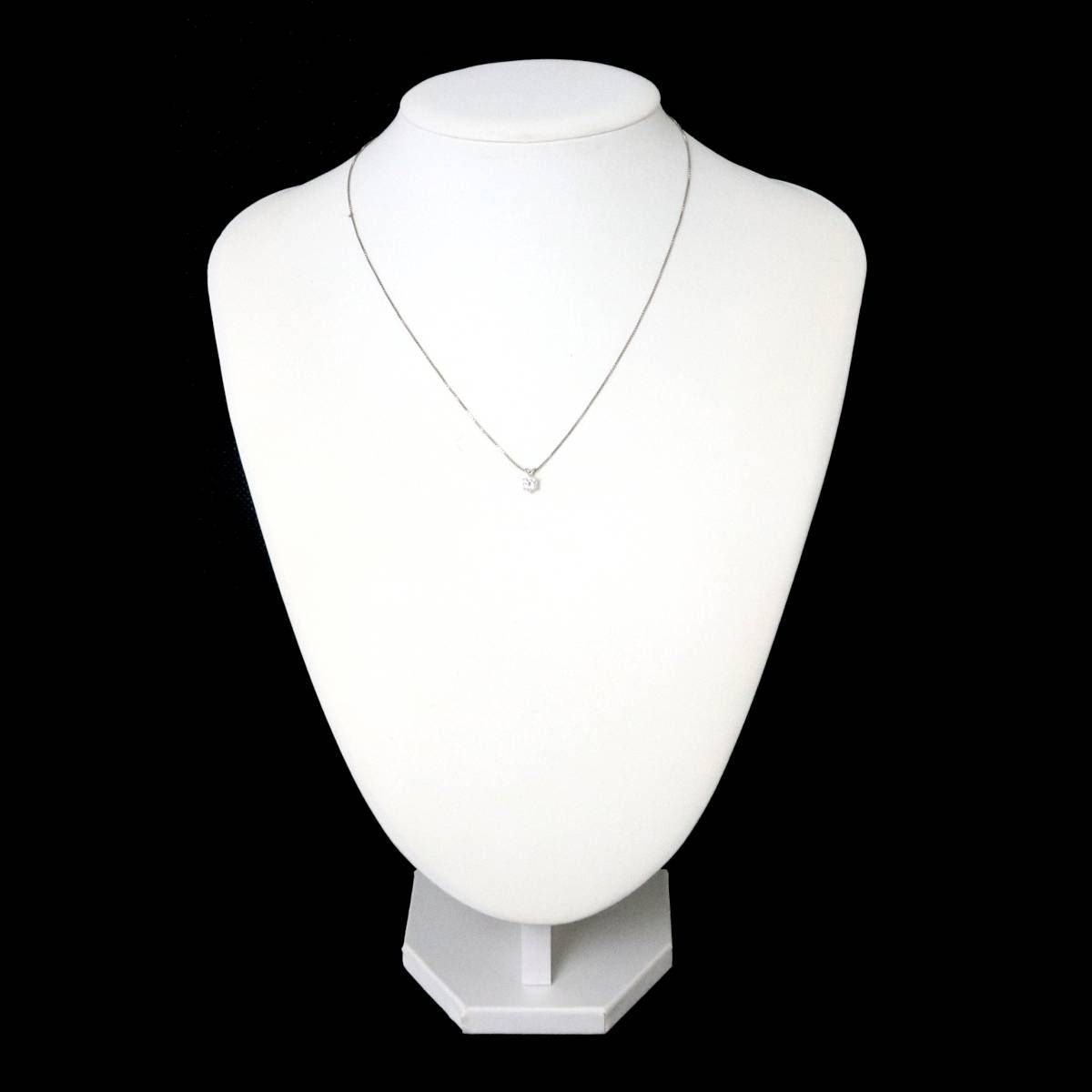 Pt900 Pt850 プラチナ 1P ダイヤモンド ペンダント ネックレス 40cm 