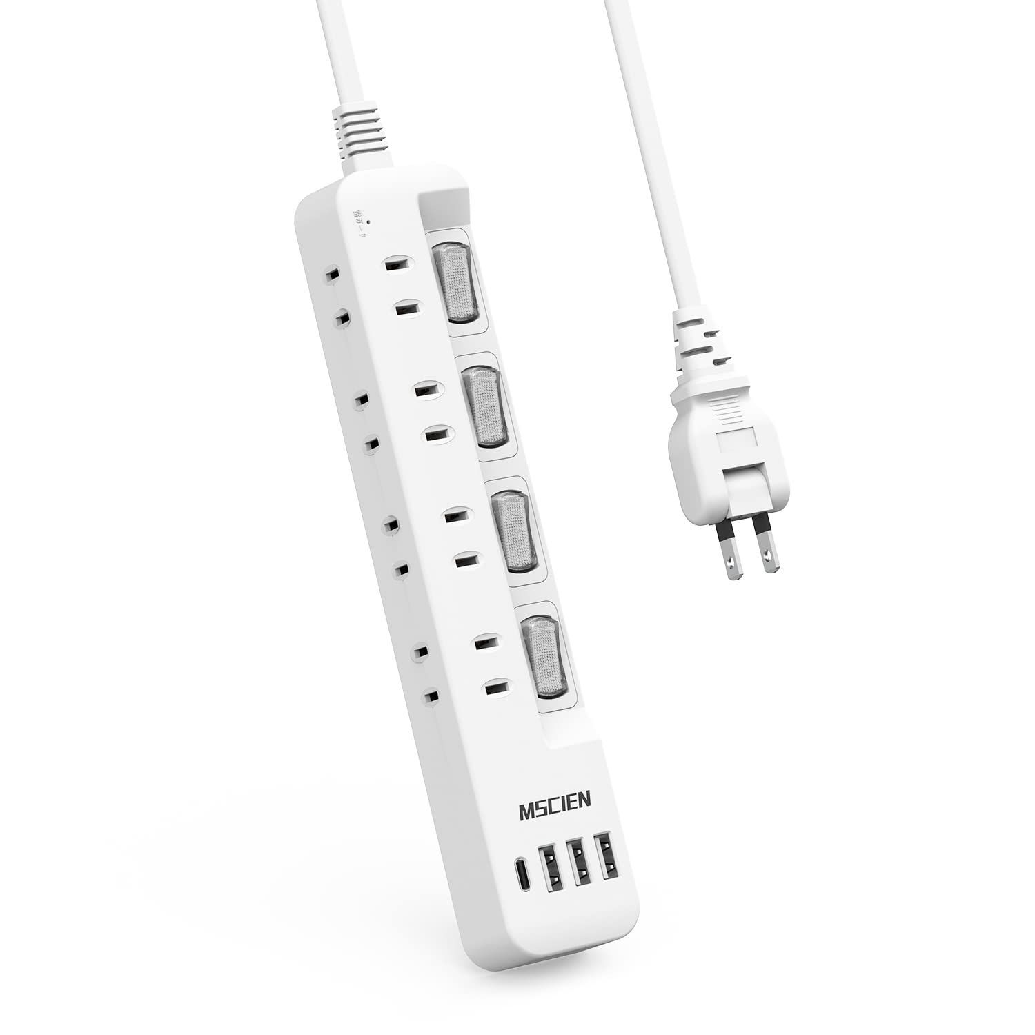 【在庫処分】電源タップ usb付き 8個AC口 1個usb-c 3個usb-a 延長コード 3m 雷ガード usb コンセント Mscien タップ oaタップ スイッチ付き 壁掛け たこあしコンセント テーブルタップ マルチタップ ス