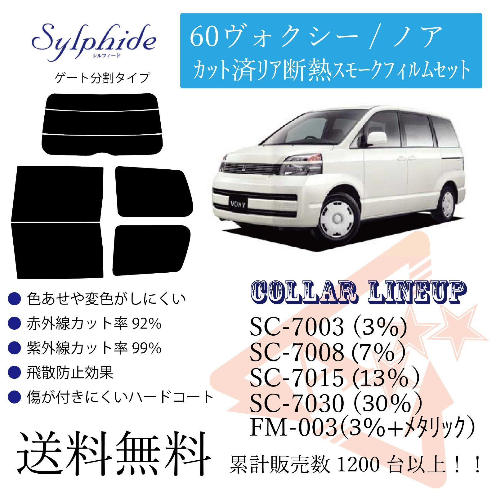 トヨタ アウトレット 60ヴォクシー／ノア リアフィルム 断熱スモーク