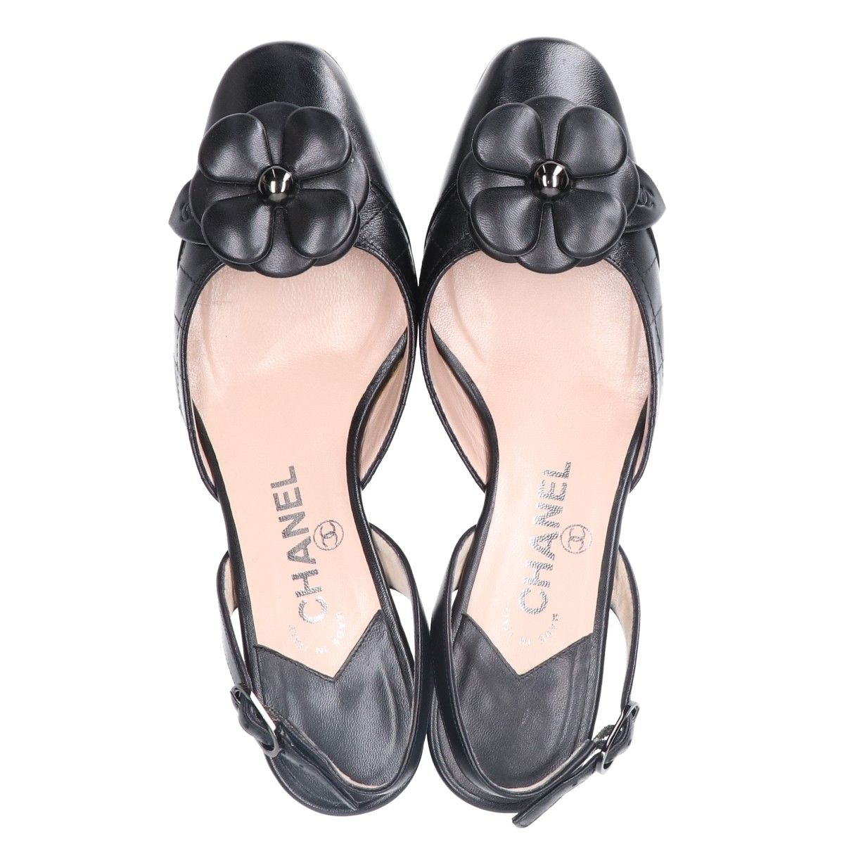 CHANEL シャネル 【美品】05A G24704 カメリア スリングバック ヒール 