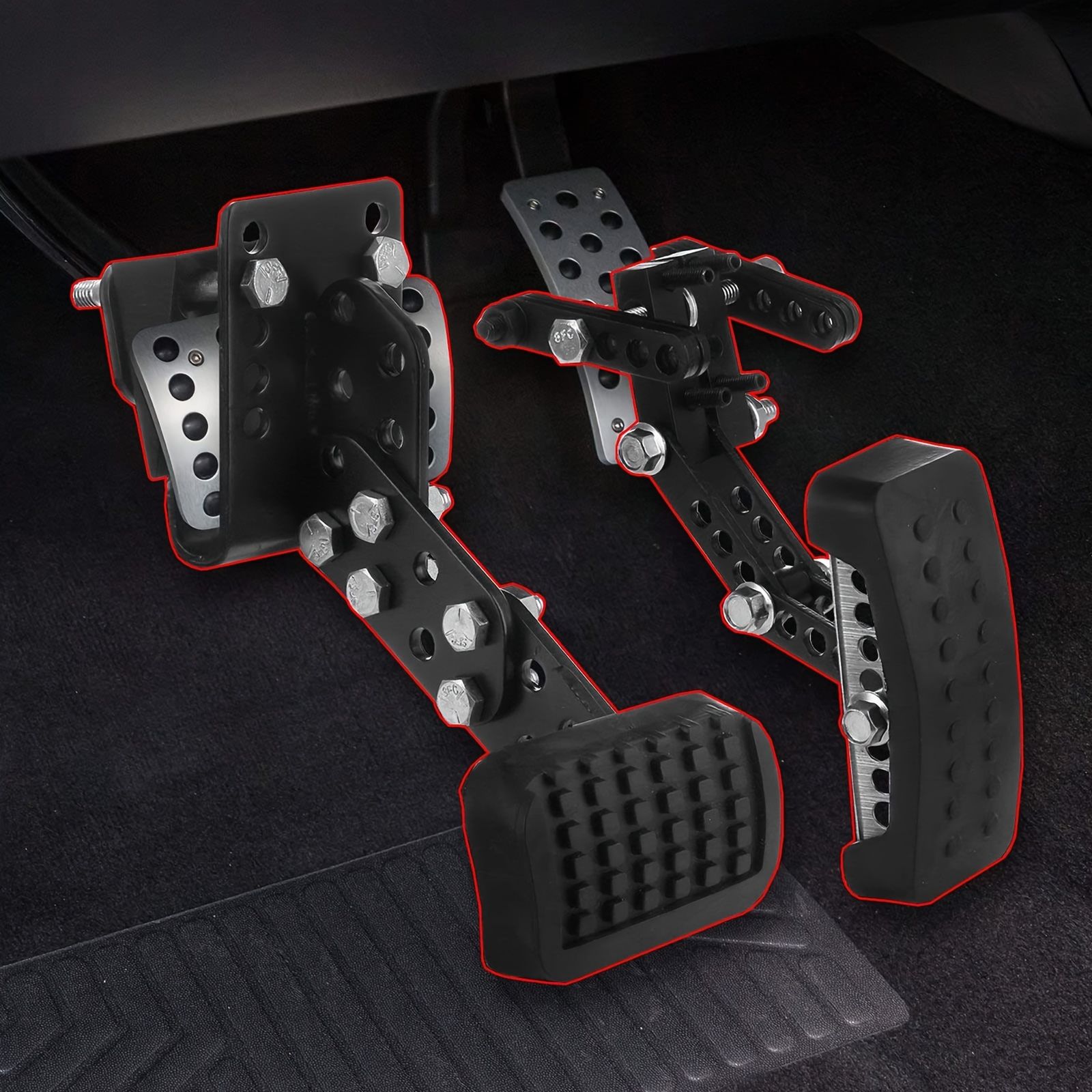 車/カート用PMJM滑り止め厚手ブレーキ＆ガスペダルエクステンダー2個セット - 長さ・角度調整可能、短身ドライバー向けエルゴノミックデザイン、耐久性ラバーグリップ、カーインテリアアクセサリー