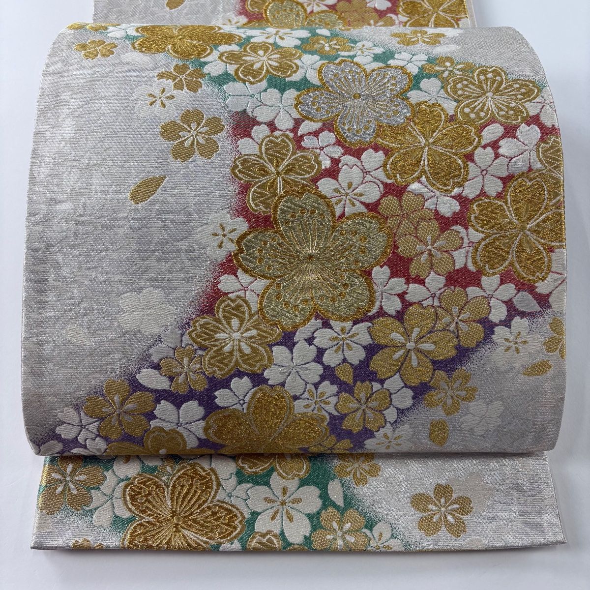 お歳暮 のし 秀品 美品 袋帯 桜 メルカリ - 【中古】 正絹 六通 銀色 箔 金銀糸 着物・浴衣
