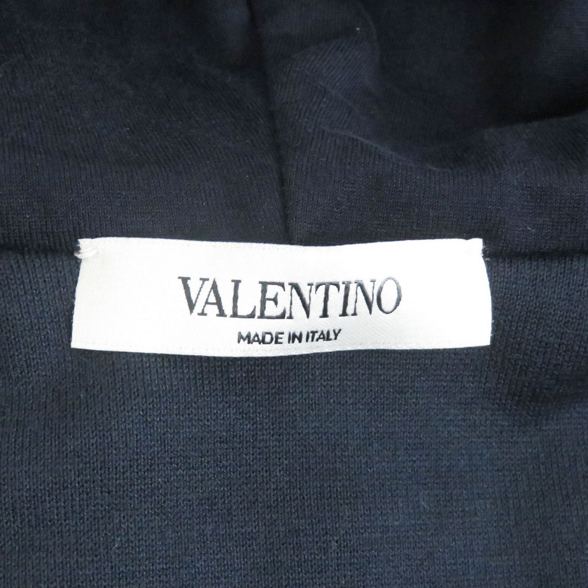 65cm袖丈美品□VALENTINO/ヴァレンティノ SV3MF05I5FC Vロゴプリント コットン ジップアップパーカー/フーディー ネイビー XS イタリア製 正規品