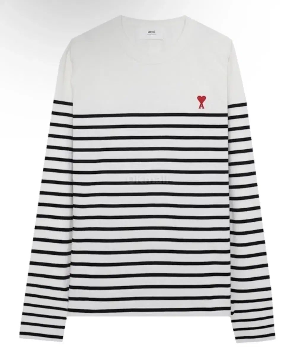ami アミ チェーンステッチ ハート ロゴ ストライプ 長袖Tシャツ UTS300 072
