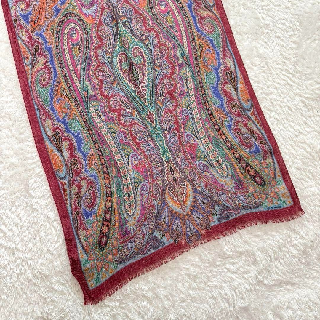 Etro エトロ ストール ショール カシミヤ 大判ストール ETRO(エトロ) ストール(ショール)美品 - グレーベージュ×ピンク