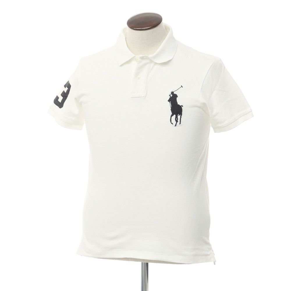 【中古】ポロ ラルフローレン Polo Ralph Lauren コットン 鹿の子 半袖ポロシャツ ホワイト【サイズL】【メンズ】