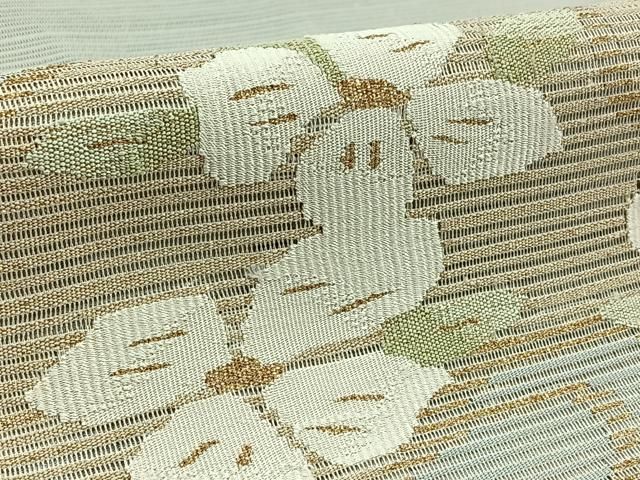 平和屋着物＊夏物 絽綴れ 八寸名古屋帯 草花文 金糸 正絹 逸品